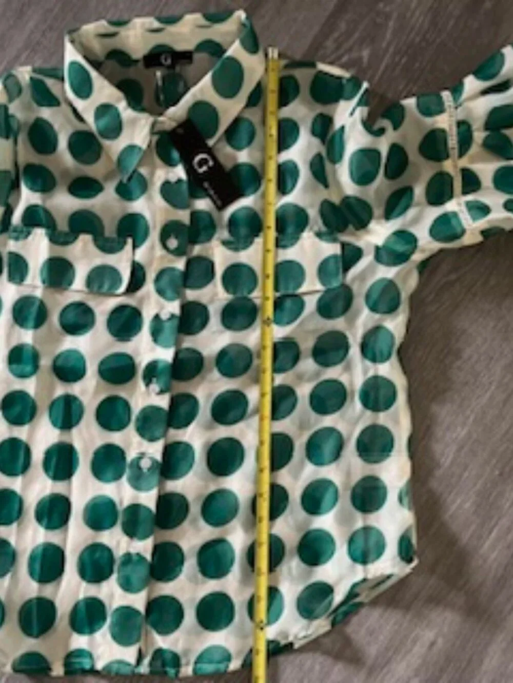 NWT G by Gracia Green Sheer Polka Dot Puff Sleeve Top Women's XL - Picture 10 of 13